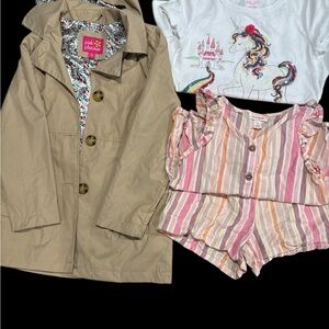 Pink Platinum Beige Coat with Striped Set